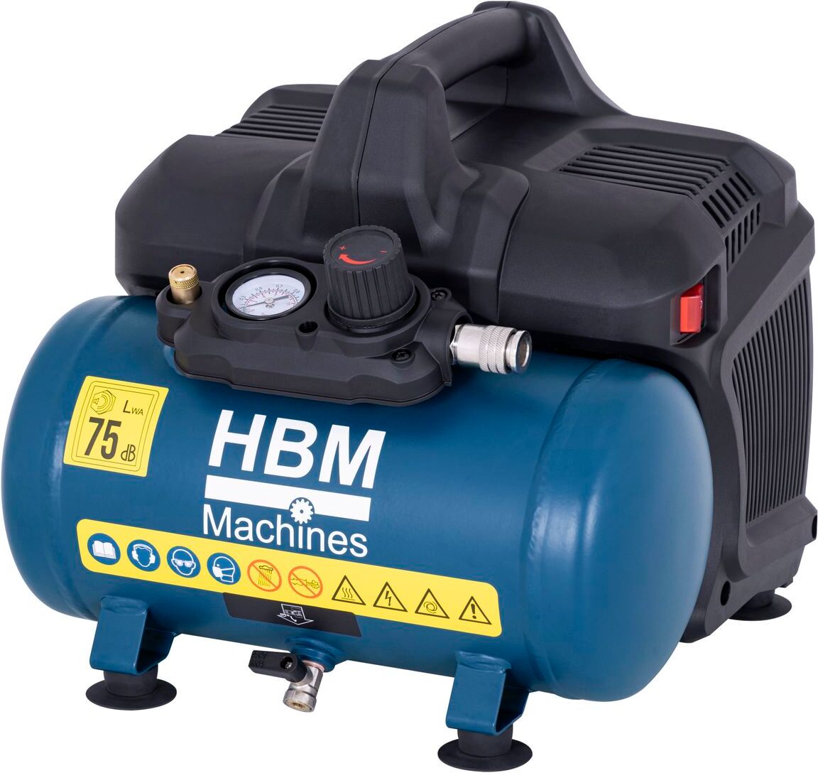 HBM ölfreier leiser Kompressor, 6 Liter, 8 Bar, 0,7 PS