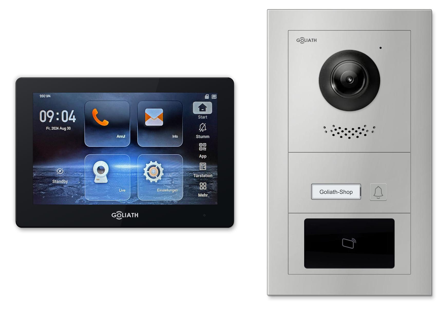 Goliath Premium IP GL-IPH115.6 Video-Türsprechanlage, 1 Familie, 1× 7 Zoll Schwarz, Silber, Aufputz