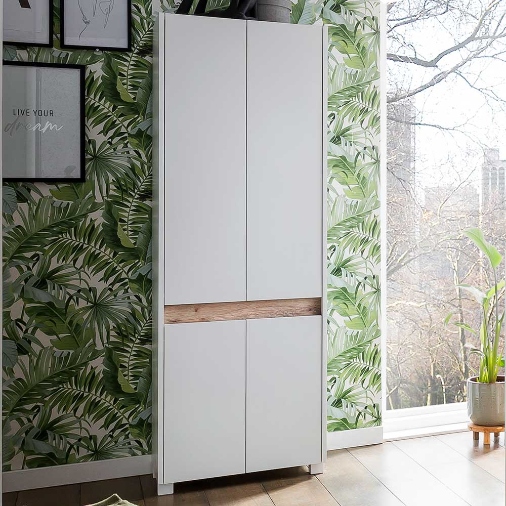Pharao24.de Schuhgarderobe im Skandi Design Wildeichefarben und Weiß
