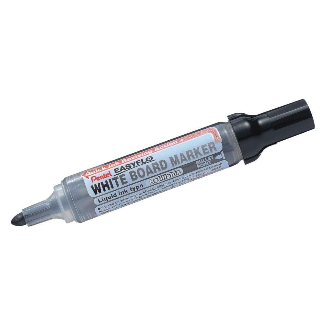 Pentel Whiteboard-Marker EASYFLO MW50M, Rundspitze, schwarz (MW50M-AO)