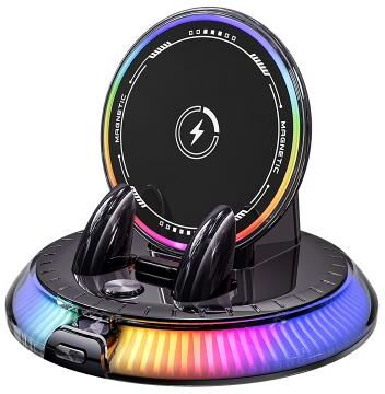 LightInthebox RGB Wireless Car Charger Mount, Magnetic Dashboard Phone Holder for Car, Stable Anti-Shake Car Mount with Residue-Free Base, Landscape Fast Charging for iPhone 17 16 15 Pro Max, Samsung S26 S25 Ultra
