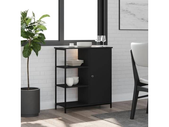 HEFZGDB Klassisches Sideboard mit Stauraum in Schwarz aus Holzwerkstoff für Zuhause dekorativ und praktisch, Sideboard mit verstellbaren Beinen für optimale Stabilität