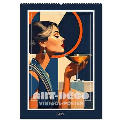 Art-Déco Vintage-Poster (Wandkalender 2027 DIN A2 hoch), CALVENDO Monatskalender