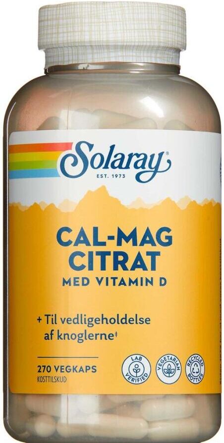 Solaray Cal-Mag Citrat+D Kosttilskud 270 stk