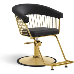 BarberPub Friseurstuhl 13 cm Höhenverstellbar & 360° Drehbar, Friseursessel Hydraulisch, Friseureinrichtung Barbersessel, Barberstuhl Kunstleder, Bedienungsstuhl für Friseursalon, Gold-Schwarz, 2053