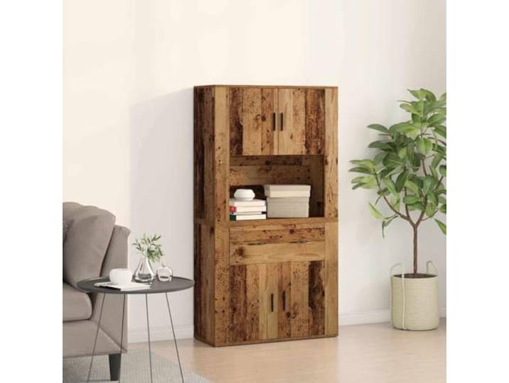 HEFZGDB Stilvolles Highboard für Wohnzimmer in Weiß aus Holzwerkstoff mit Wandmontage für viel Stauraum und platzsparendes Design
