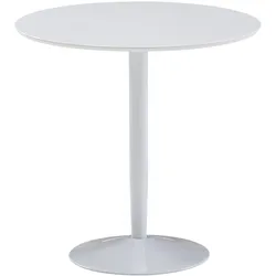 Moderner Hochglanz Esstisch für 2 Personen, Trompetenförmiges Standbein, Weiß, 75x75x74 cm | Kadima Design