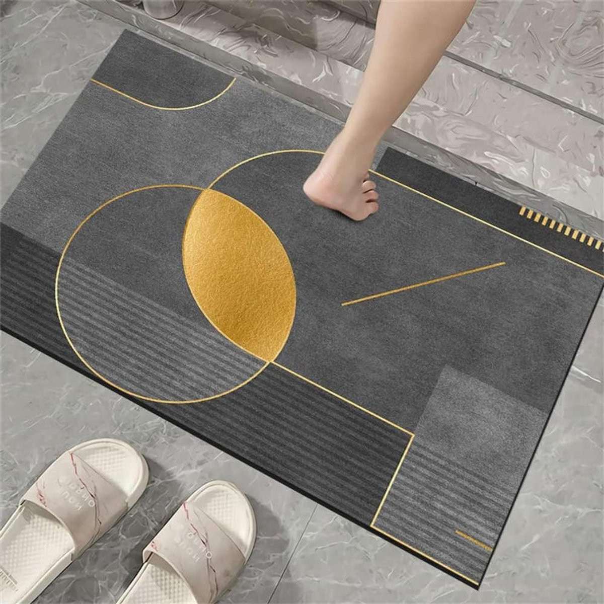 Grijs badmat - Sneldrogend en absorberend badkamer tapijt - 40 x 60 cm
