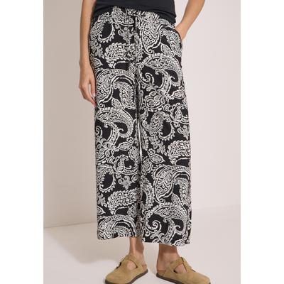 7/8-Hose CECIL, Damen, Gr. XXL, Länge 26, schwarz-weiß (schwarz), Stoff, 100% Viskose, gemustert, loose fit 7/8-Länge, Hosen 7/8-Hose, in 7/8-Länge