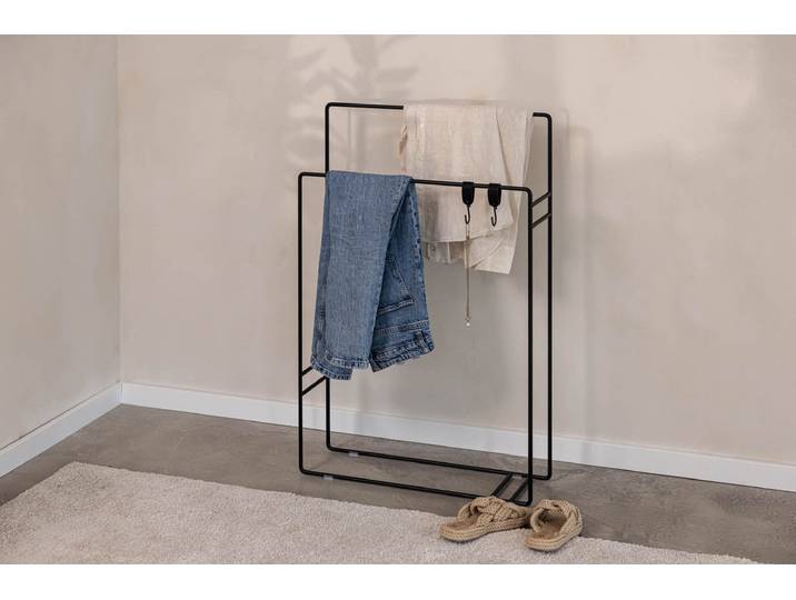 Garderobe-Handtuchhalter Delaya – Minimalistisches Design aus Metall - Schwarz - Luxusbetten24
