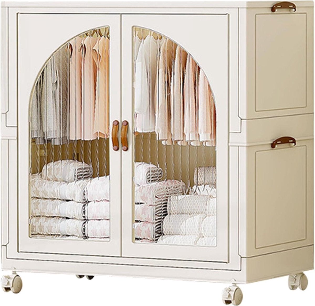 Draagbare Kledingkast - Opvouwbare Garderobe met Wielen - Wit