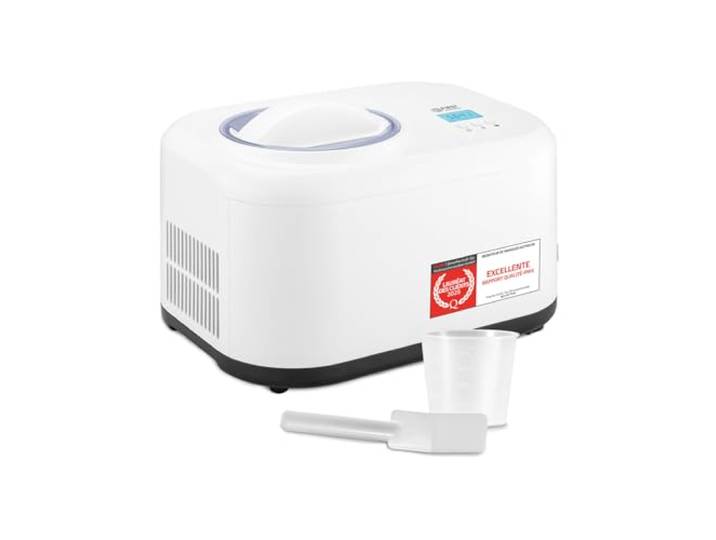 TZS First Austria - Sorbetière 1L avec Compresseur 3-en-1-100W Machine à Glace Auto-Réfrigérante - Pour Frozen Yogurt\, Sorbet & Glace - Cuve Inox - Blanc