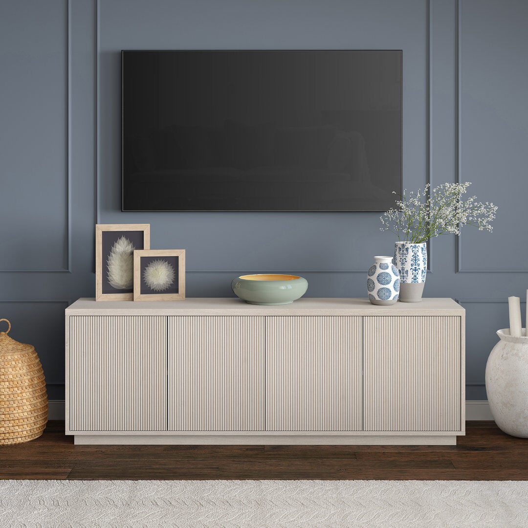 Hudson&Canal Hanson TV Stand for TVs up to 75" Antiqued Grey Oak 75"