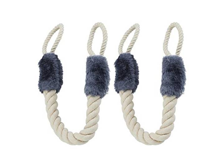 Relaxdays Butoir de porte\, anti-pincement\, lot de 2\, arrêt\, sécurité bébé\, doux\, coton\, 57 cm\, beige/gris bleu