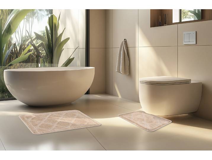 Badematte KAYOOM Badematte Lagoon 225 , beige, (50cm x 40cm ) (40cm x 80cm ), Polypropylen, Badematten, Badematte, Kurzflor