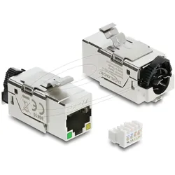 Delock Keystone Modul RJ45 Buchse Cat.6A STP mit PoE LED (Keystone Modul), Zubehör Netzwerk