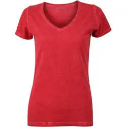 James & Nicholson Damen V-Ausschnitt T-Shirt 'Gipsy' JN975 chili S