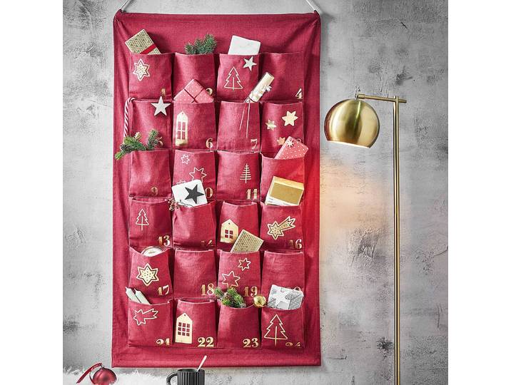 Adventskalender 71 x 123 x 0cm Rot/Rot/Gold