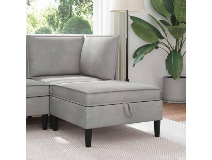 pokgdf Sofa-Hocker mit Stauraum Hellgrau Samt Stabiler Sperrholzrahmen, Schaumstoffkissen, abnehmbarer Bezug, pflegeleicht, modernes Design
