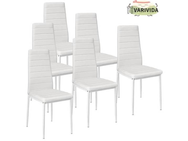 VARIVIDA Lot de 6 Chaises de salle a manger ligne (blanc)