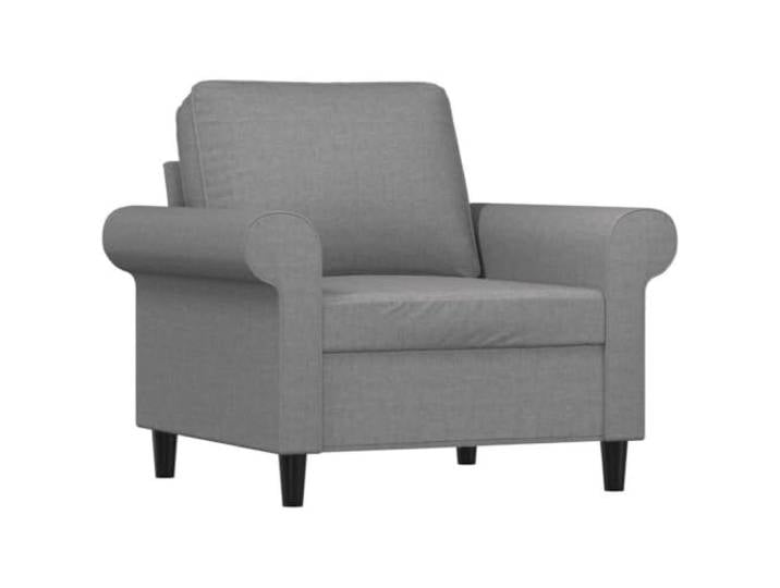PUGYNBK Sessel aus hellgrauem Stoff, 60 cm, Gestell aus Holz und Metall Atmungsaktiv, langlebig, dicke Polsterung, modernes Design, Montageanleitung im Lieferumfang enthalten