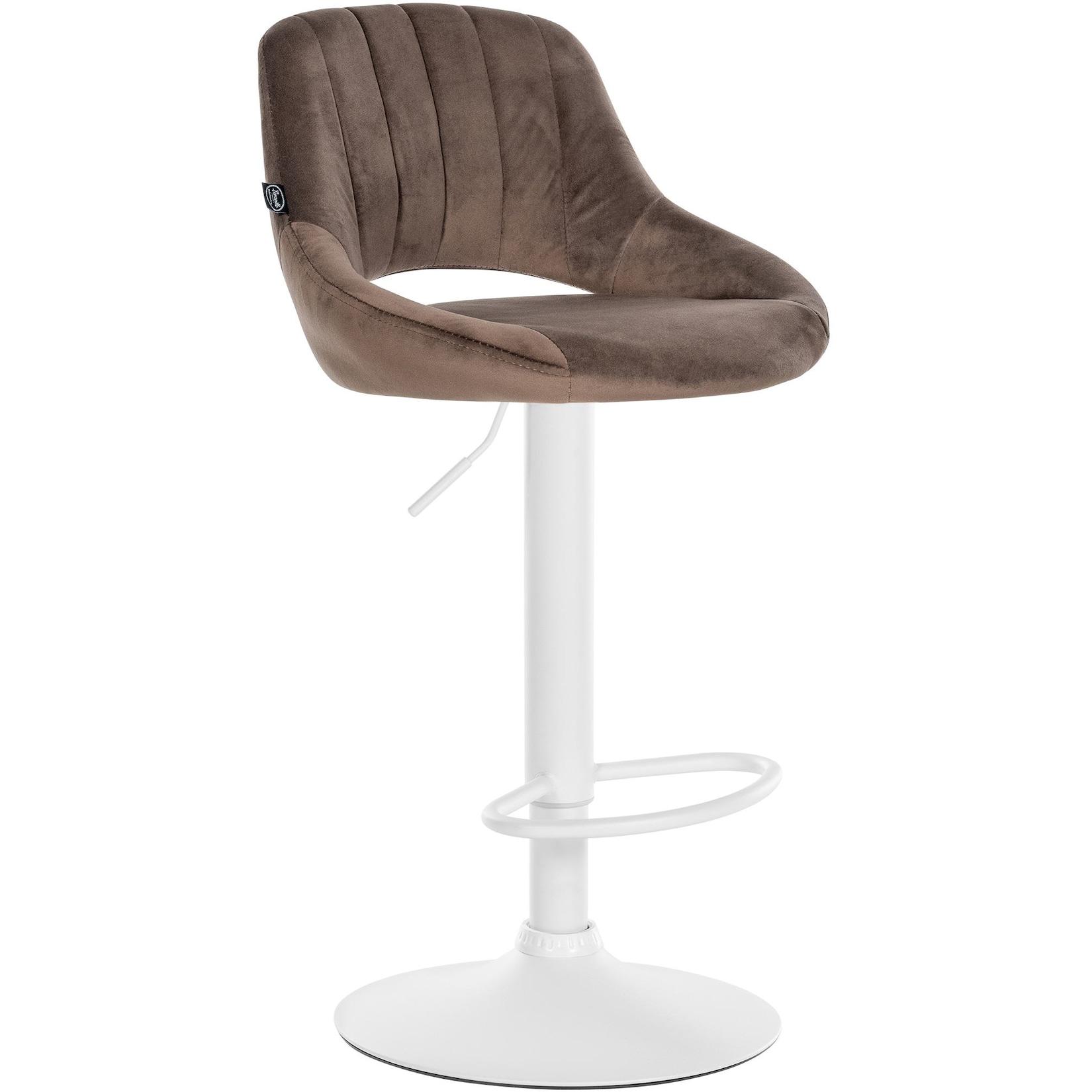 CLP Barhocker Milet Samt weiß - Farbe: braun, Gestellfarbe: weiß