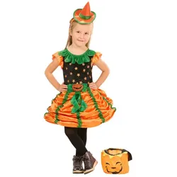 Kinderkleid "Kürbishexe", orange/grün