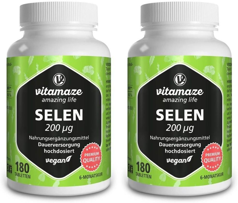 vitamaze Selen 200 µg hochdosiert vegan Tabletten 2x 2x180 St