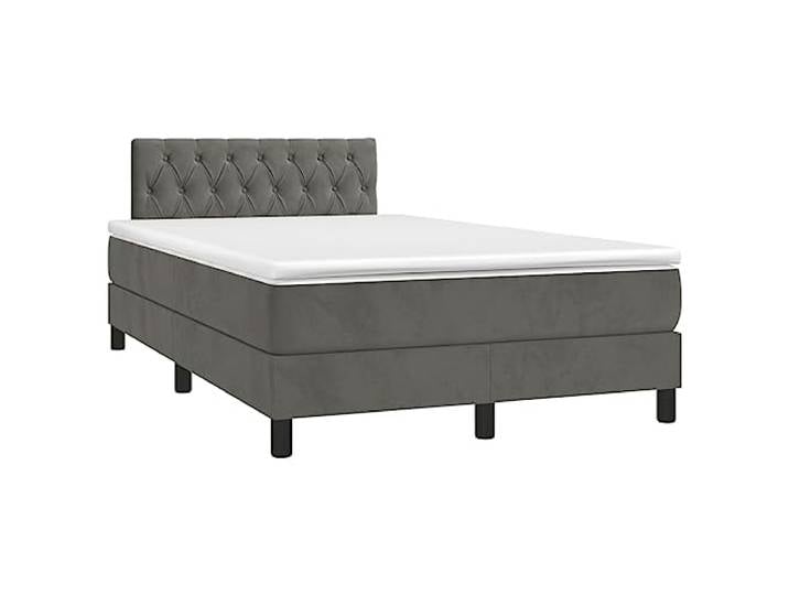 vidaXL Boxspringbett mit Matratze Dunkelgrau 120x200 cm Samt