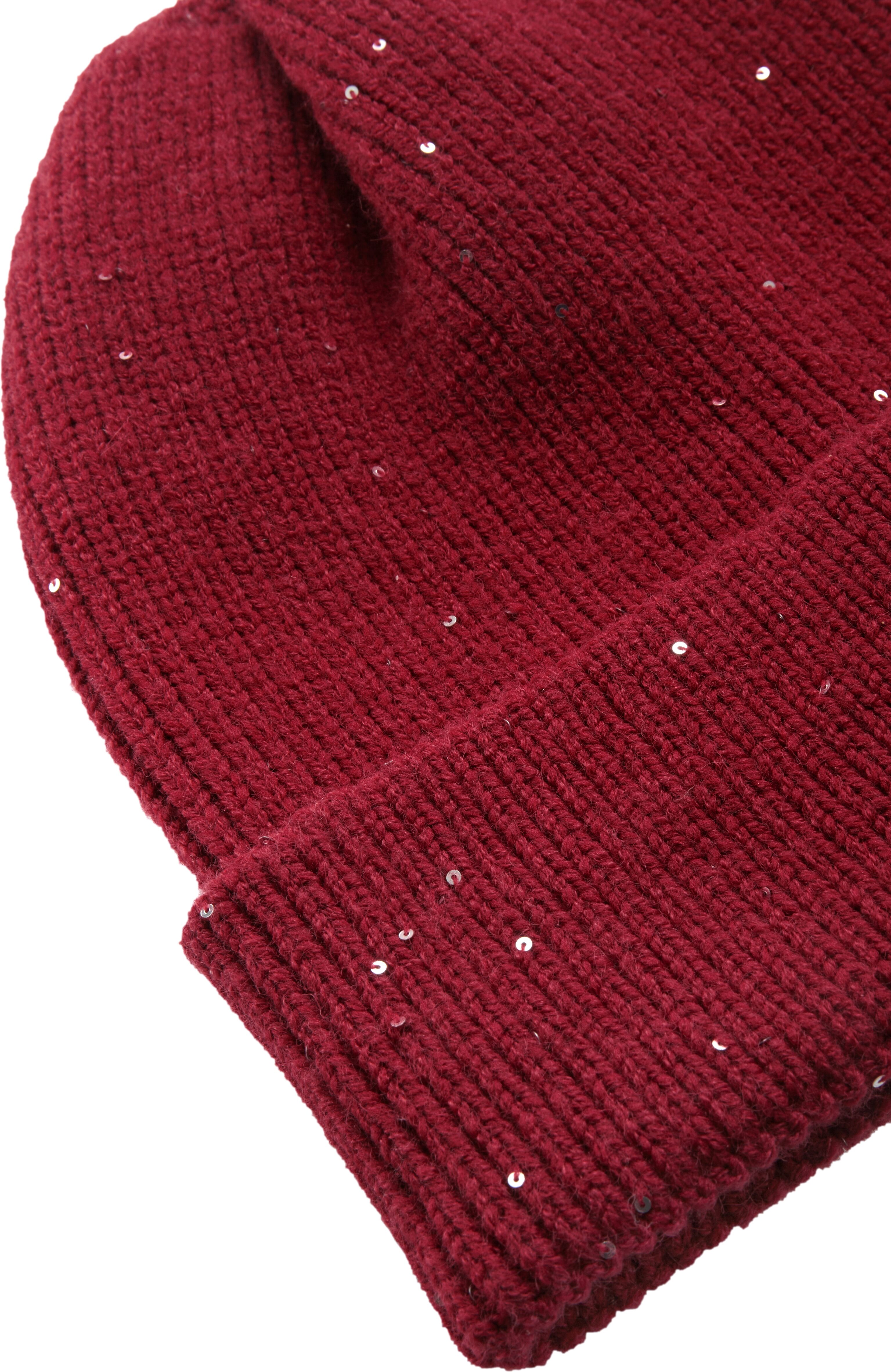 Strickmütze LASCANA, Damen, blau (rot), Kunstfaser, leicht glänzend, unifarben, Mützen Strickmütze, Beanie, Wintermütze, Wollmütze, Mütze mit Umschlag rot Einheitsgröße