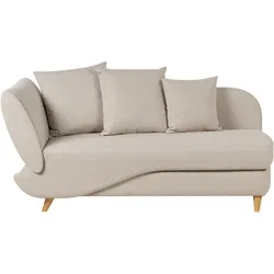 CHAISELONGUE Leinenoptik beige mit Bettkasten linksseitig Meri