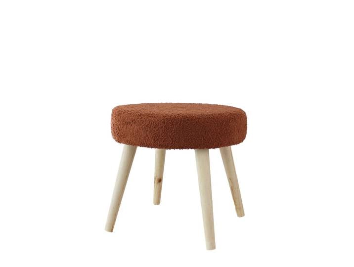 Tabouret rond en bouclettes polyester terracotta 40 x 45