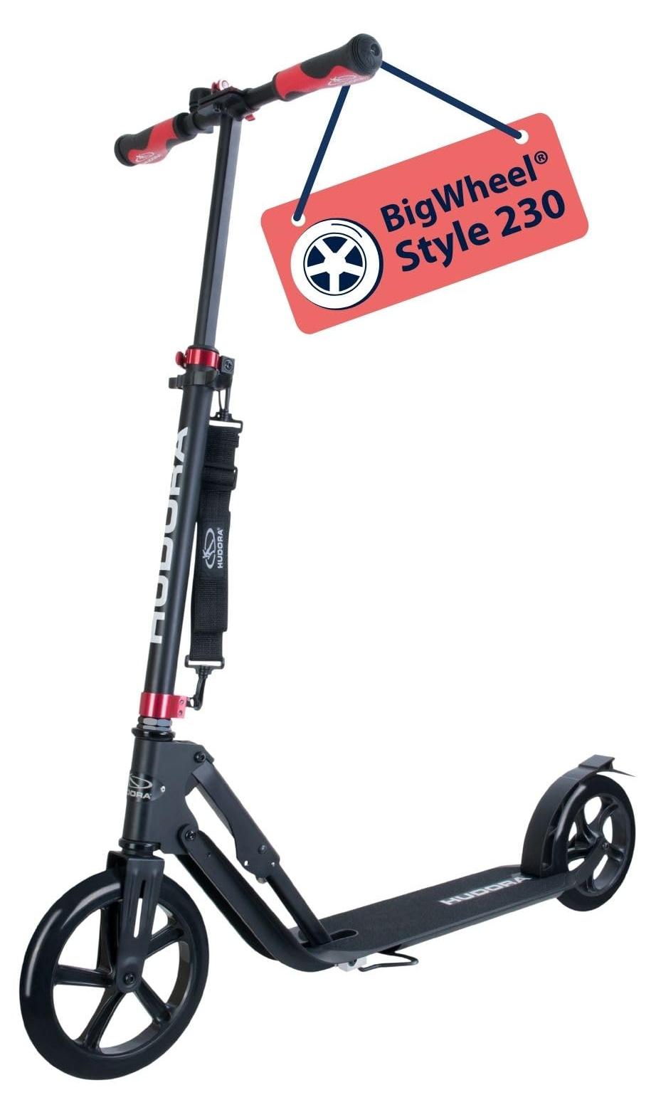 HUDORA BigWheel Style 230 Scooter - Stabiler Aluminium-Roller mit großer Trittfläche - Höhenverstellbarer & zusammenklappbarer Cityroller für bis zu 120kg - Tretroller für Jugendliche & Erwachsene - S