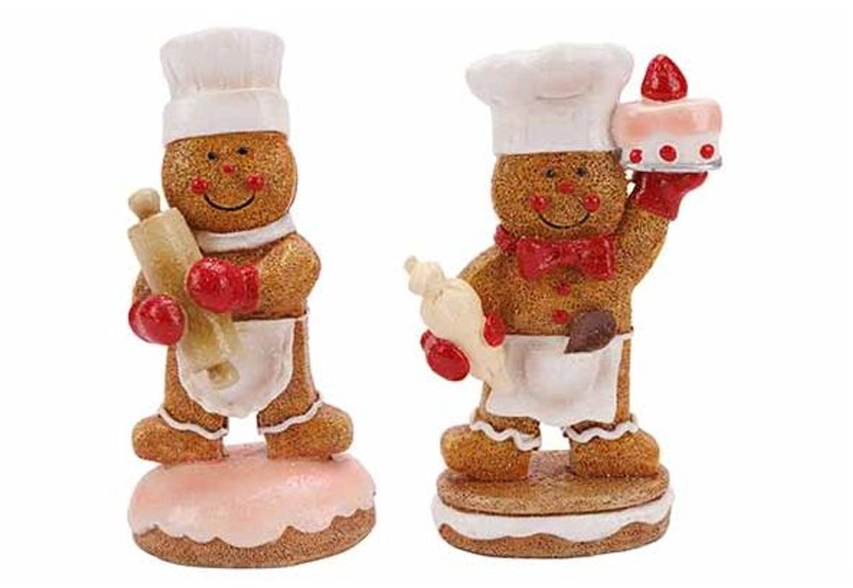 Cosy @ Home Sneeuwman Cookies Decoratie Bruin Polyresin H: 14 cm