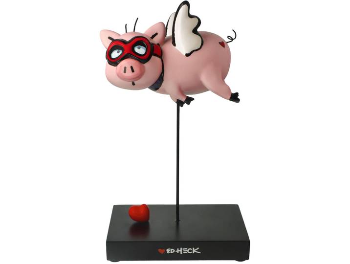 Sammelfigur GOEBEL Figur Ed Eck- When Pigs Fly , rosa (bunt), B:9,5cm H:29cm T:17cm, Porzellan, Dekofiguren, Sammelfigur