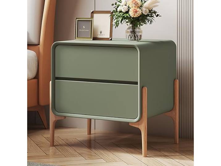 BRANII Moderner Nachttisch Mit Schublade, Hoher Schmaler Nachttisch, Beistelltisch, Nachttisch Mit Stauraum, for Schlafzimmer, Wohnzimmer (Color : Green, Size : 50x40x50cm)