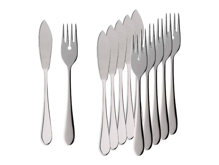 Fischbesteck VILLEROY & BOCH Fischbesteck Oscar 60er Set silber , silber, 12, Essbesteck-Sets, Fischbesteck, Spülmaschinenfest