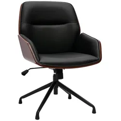 Design-Drehstuhl MARLOW Schwarz, dunkles Holz und schwarzes Metall 360° drehbar