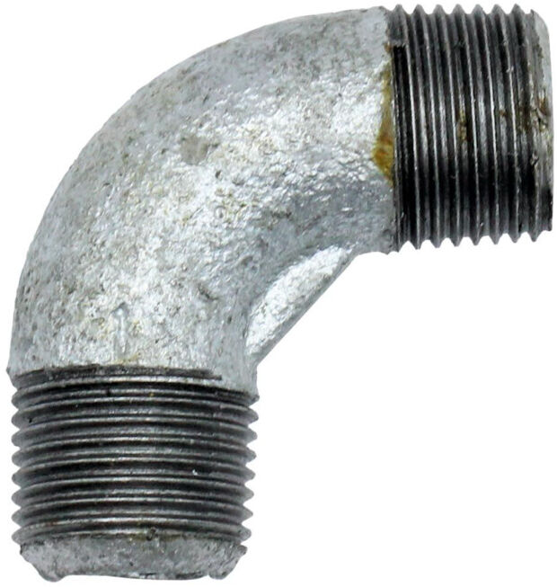 Riegler Coude 94, 90°, Mâle/Mâle, R 1 1/4, fonte malléable noire galvanisée (TFW 94-114)
