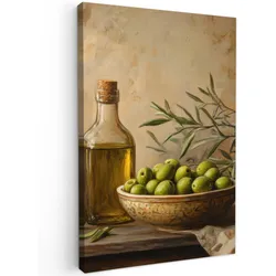 LEINWANDBILD Oliven - Stilleben - Vintage Deko Wohnzimmer 20x30 cm