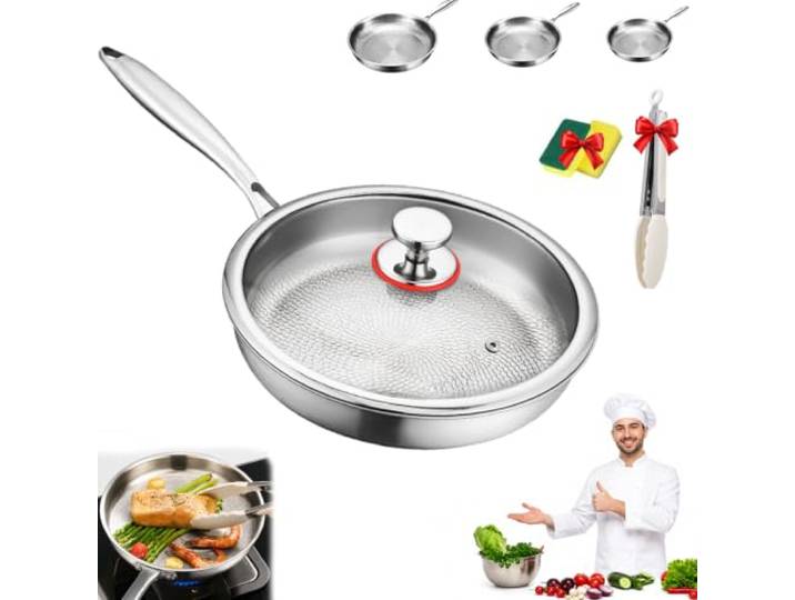 yliraf Takori Titan Pfanne, 2027 Neu Titanium Pan Uncoated, Titan Bratpfanne mit Deckel, Kratzfest, Antihaftbeschichtete Bratpfanne, für Induktion, Alle Herdarten, Ofenfest (Mit Deckel,28cm)