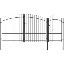 vidaXL Gartentor mit Spitze Grau 195 x 400 cm aus Stahl