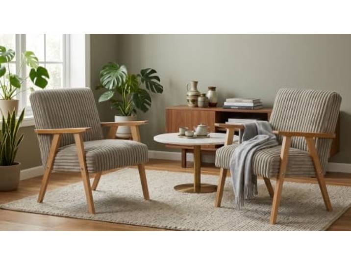 Family Meble 2er-Set Sessel Soler Idylla – 2 Retro-Sessel im Vintage-Stil mit Stoff-Bezug – Grau · 11