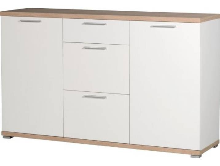 Germania 3201-178 Sideboard GW-Top in Weiß/Absetzung Sonoma-Eiche-Nachbildung, 144 x 88 x 40 cm (BxHxT)