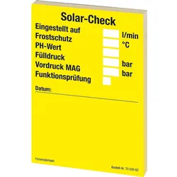 Wartungsaufkleber ''Solar-Check'' 1 Block mit 50 Stück