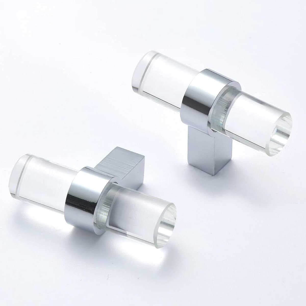 Chroom Glazen Lade Trekkers met Kristallen Knoppen en Diamantachtige Glans - 50 mm Lengte