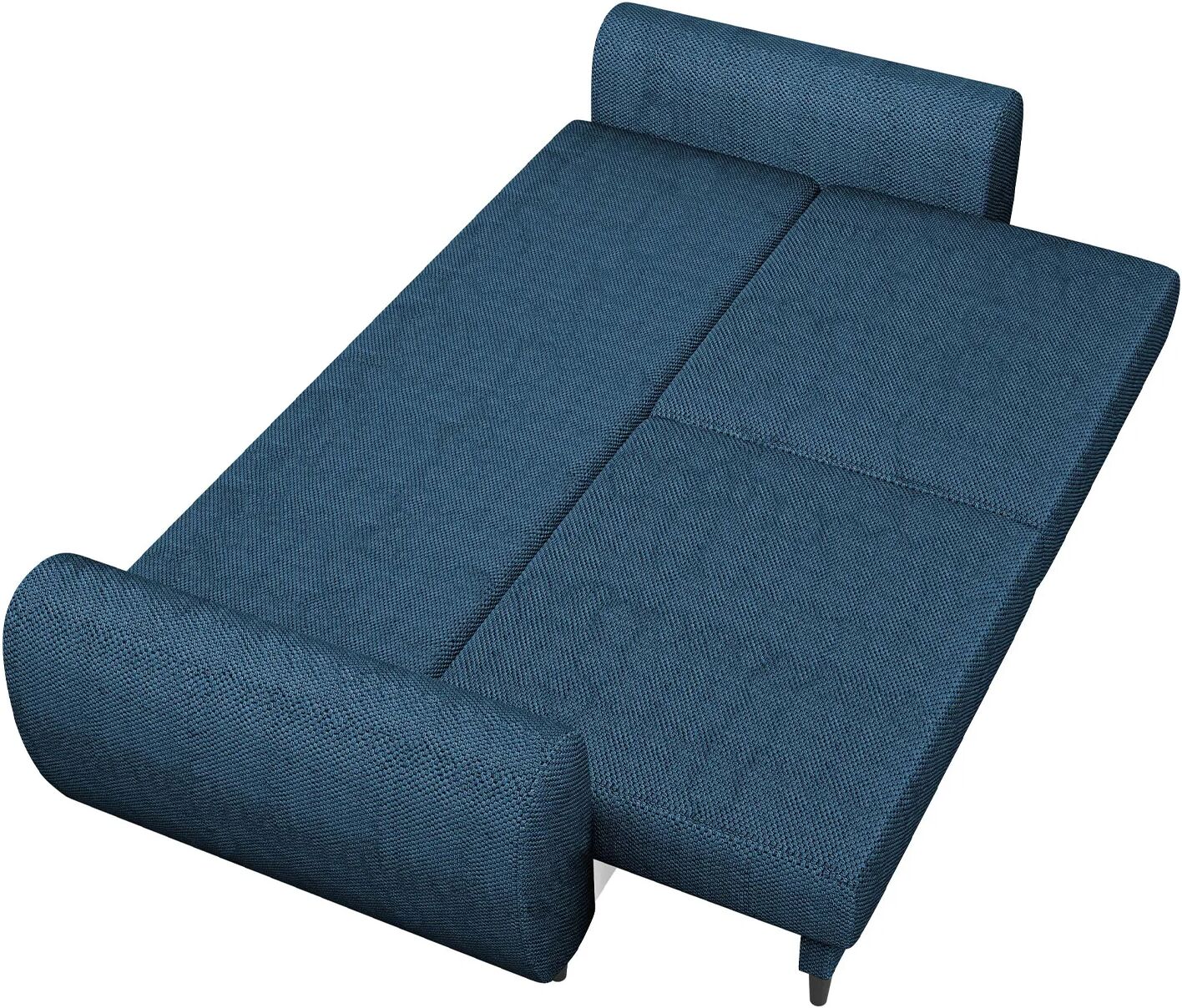garneroarredamenti Divano letto matrimoniale 3 posti 251x95cm tessuto blu Pluffy