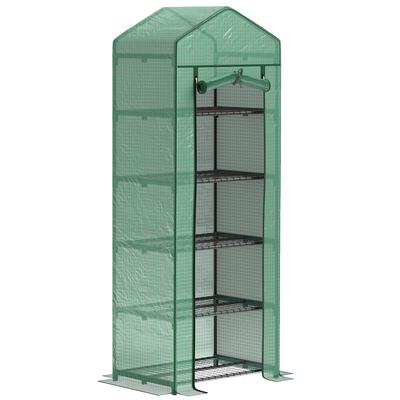 STILVORA Gewächshaus Foliengewächshaus 69x49x193 cm Grün mit Rolltür und 5 Regalböden, kompakt für Balkon und Garten, Schutz vor Temperaturschwankungen