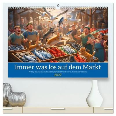 Immer was los auf dem Markt (hochwertiger Premium Wandkalender 2027 DIN A2 quer), Kunstdruck in Hochglanz