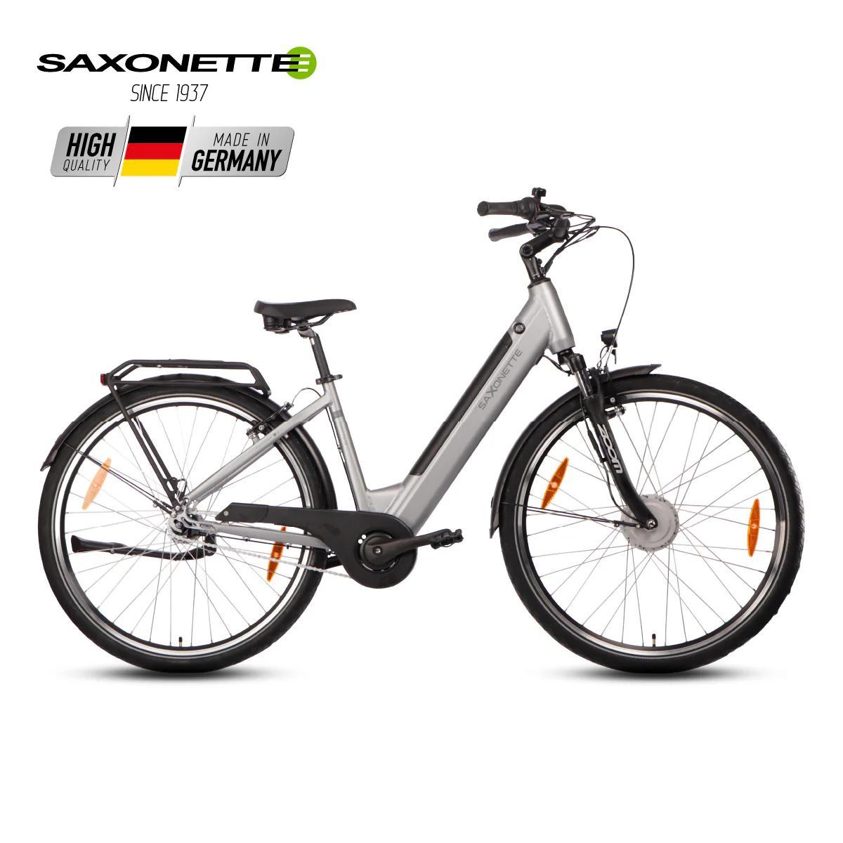 SAXONETTE Comfort plus 5.0 , ebike , 418 Wh Intube-Akku große Reichweite für den Alltag, E-Bike, Elektrofahrrad (Ramenhöhe 45 , Silver)